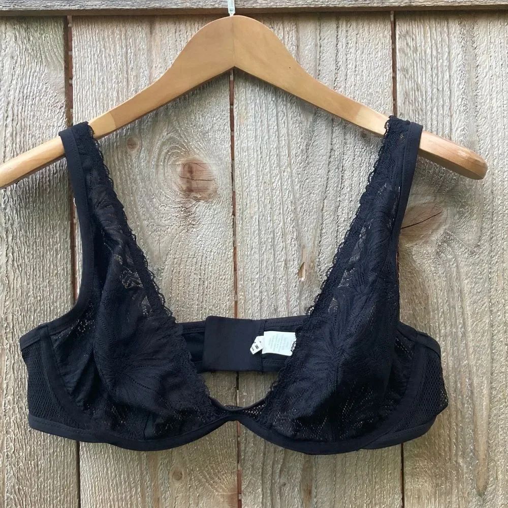 Aerie Real Good Black Mesh Lace Bra